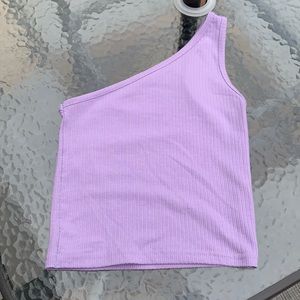 Lilac One-Shoulder Ribbed Tank Top XS